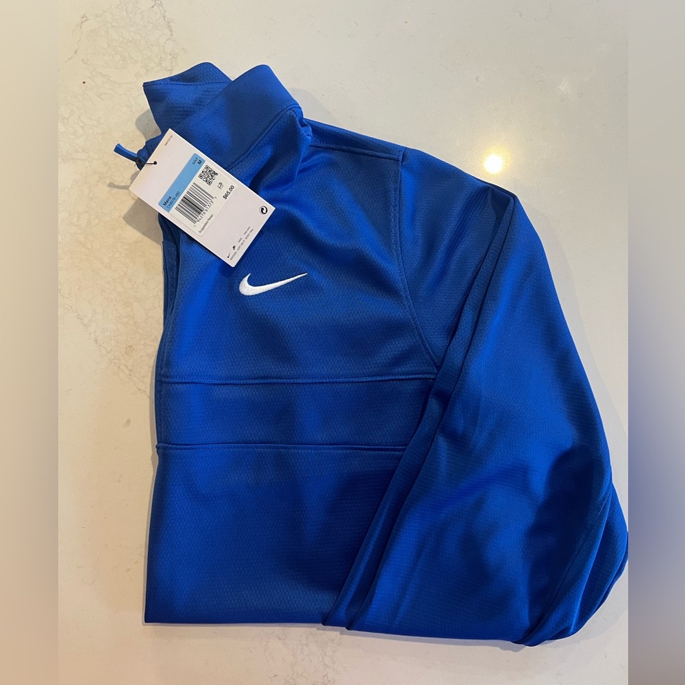 Men’s medium Nike quarter zip, bright blue. New with tags